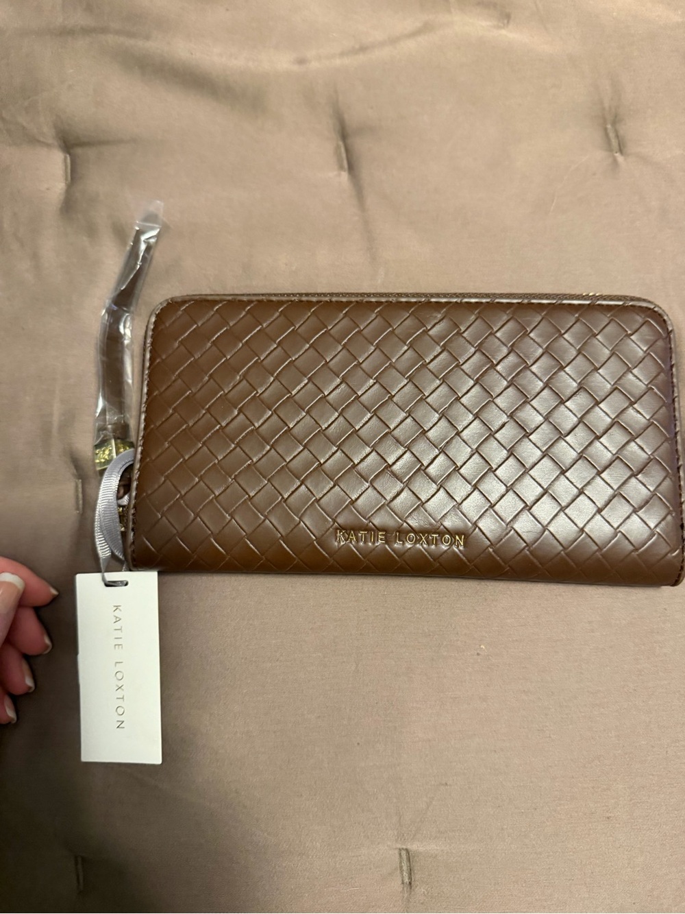 Katie Loxton Brown Woven Zip-Around Wallet